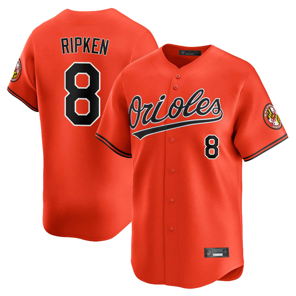 B.Orioles #8 Cal Ripken Player Orange Limited Home Game Ldoa Stitched Jerseys