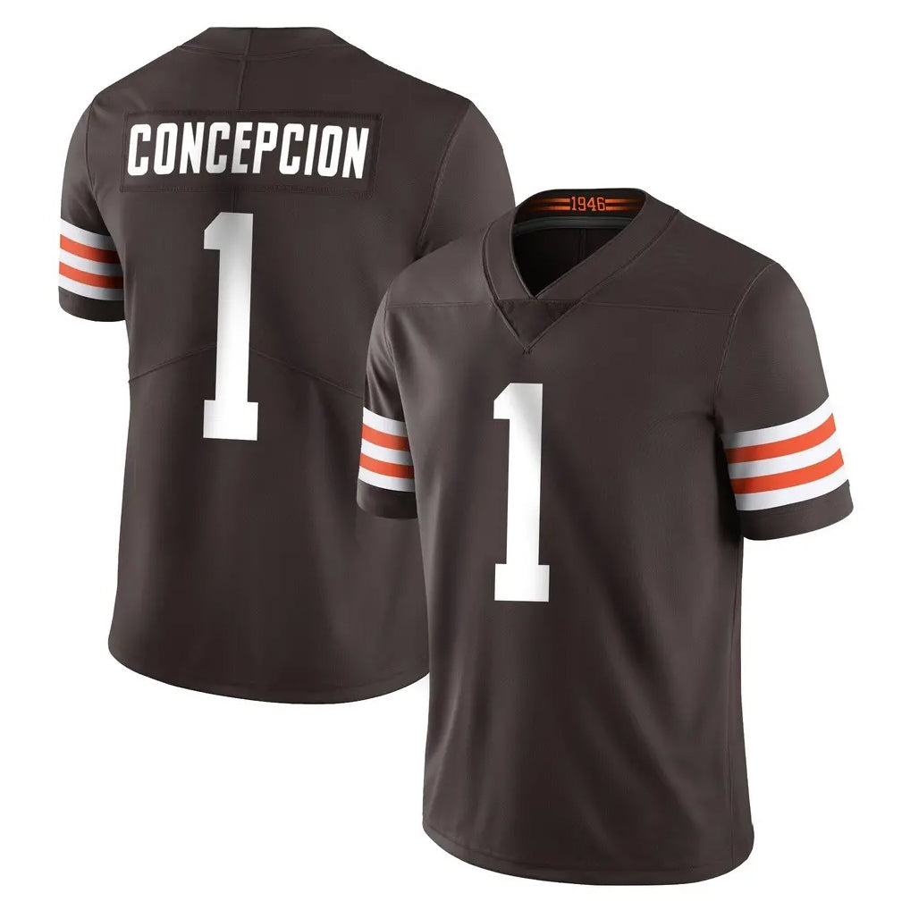 C.Browns #1 KC Concepcion Player Brown Color Vapor Untouchable Limited Home Game Ldoa Stitched Jerseys