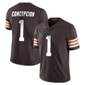 C.Browns #1 KC Concepcion Player Brown Color Vapor Untouchable Limited Home Game Ldoa Stitched Jerseys