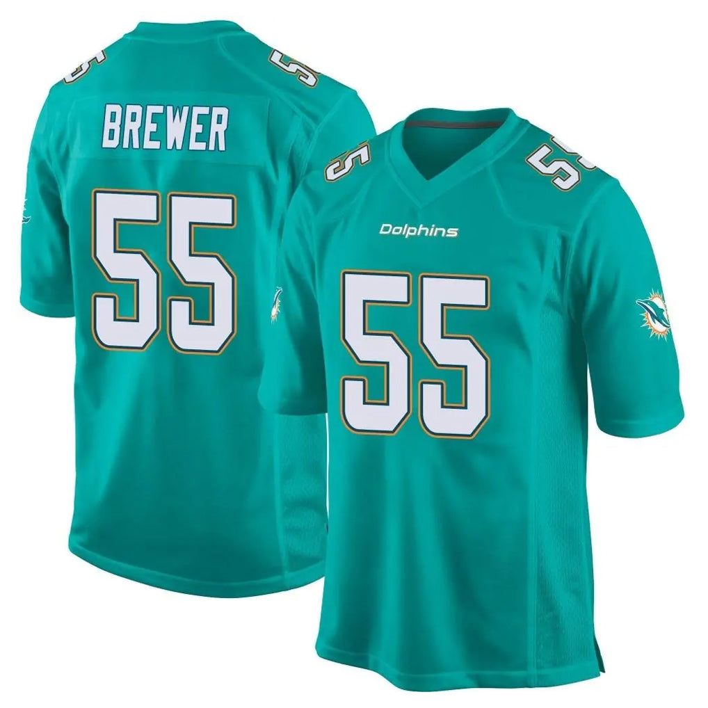 M.Dolphins #55 Aaron Brewer Player Aqua Team Color Home Game Ldoa Stitched Jerseys
