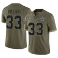 D.Cowboys #33 Javonte Williams Player Olive Salute to Service Limited Game Ldoa Stitched Jerseys