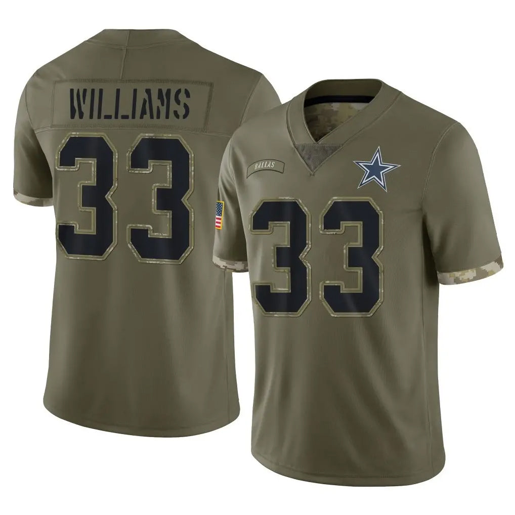 D.Cowboys #33 Javonte Williams Player Olive Salute to Service Limited Game Ldoa Stitched Jerseys