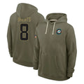 M.Dolphins #8 JuJu Brents Player Olive Salute to Service Pullover Hoodies Limited Ldoa Stitched Jerseys
