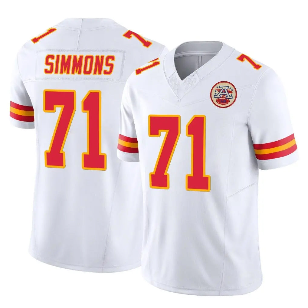 KC.Chiefs #71 Josh Simmons Player White Limited Vapor F.U.S.E. Home Game Ldoa Stitched Jerseys