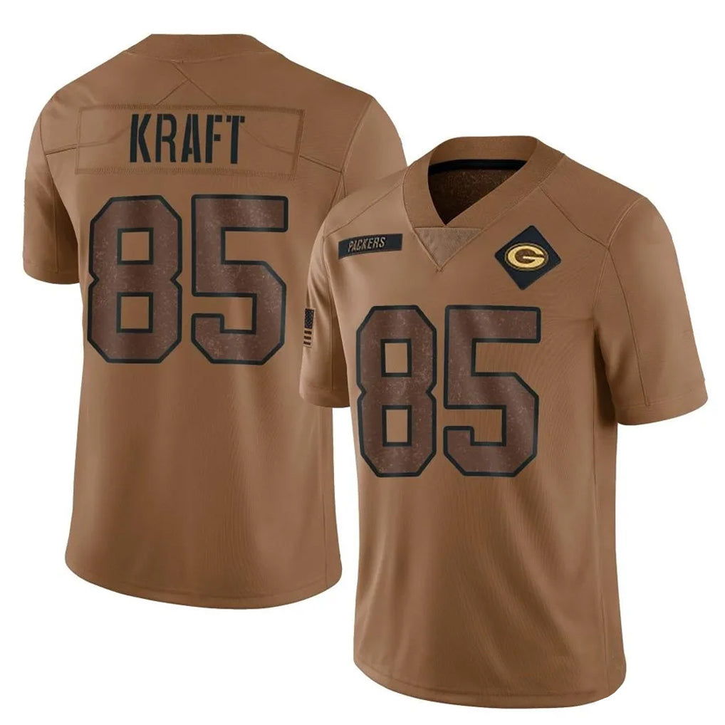 GB.Packers #85 Tucker Kraft Player Brown Salute To Service Limited Ldoa Stitched Jerseys