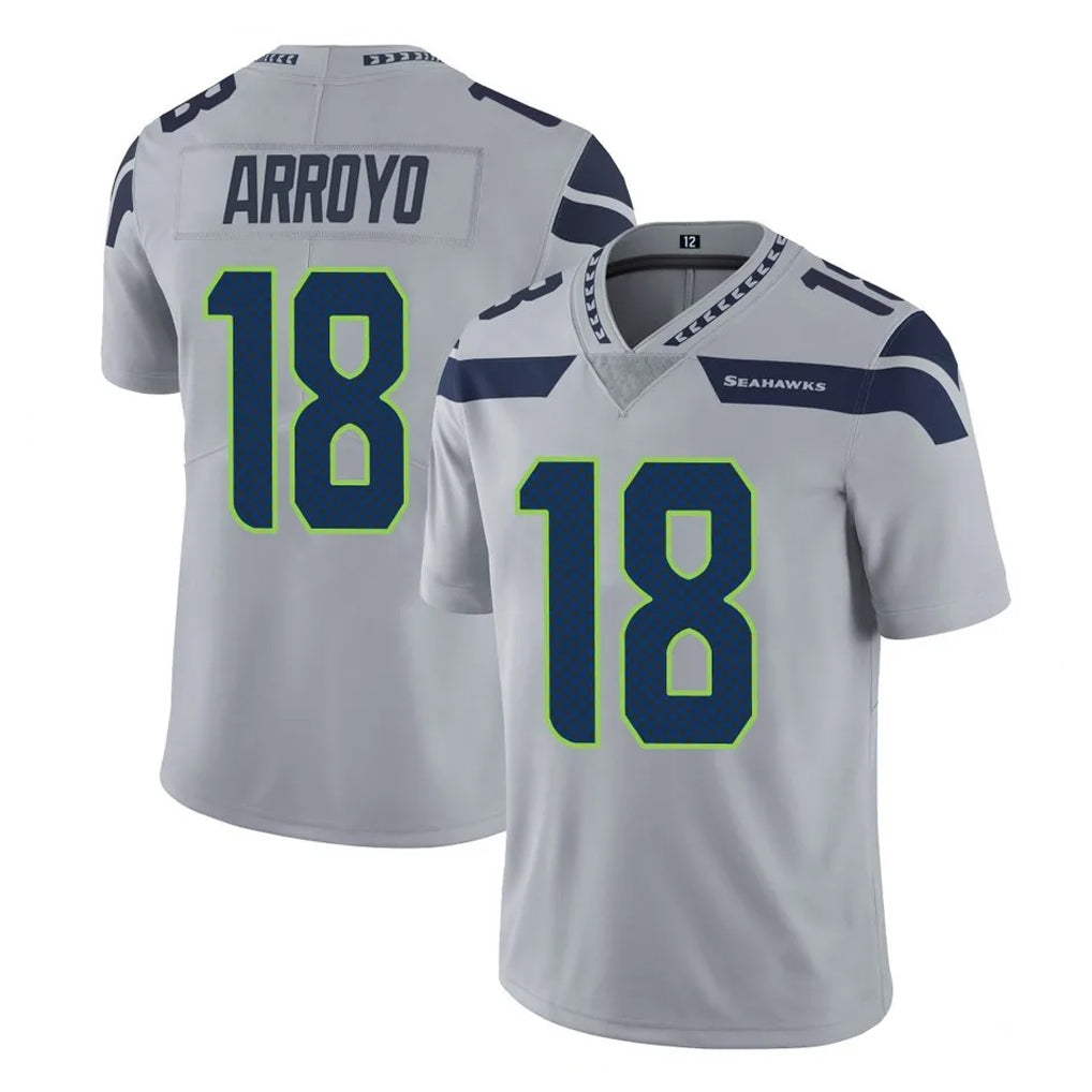 S.Seahawks #18 Elijah Arroyo Player Gray Limited Vapor Untouchable Home Game Ldoa Stitched Jerseys