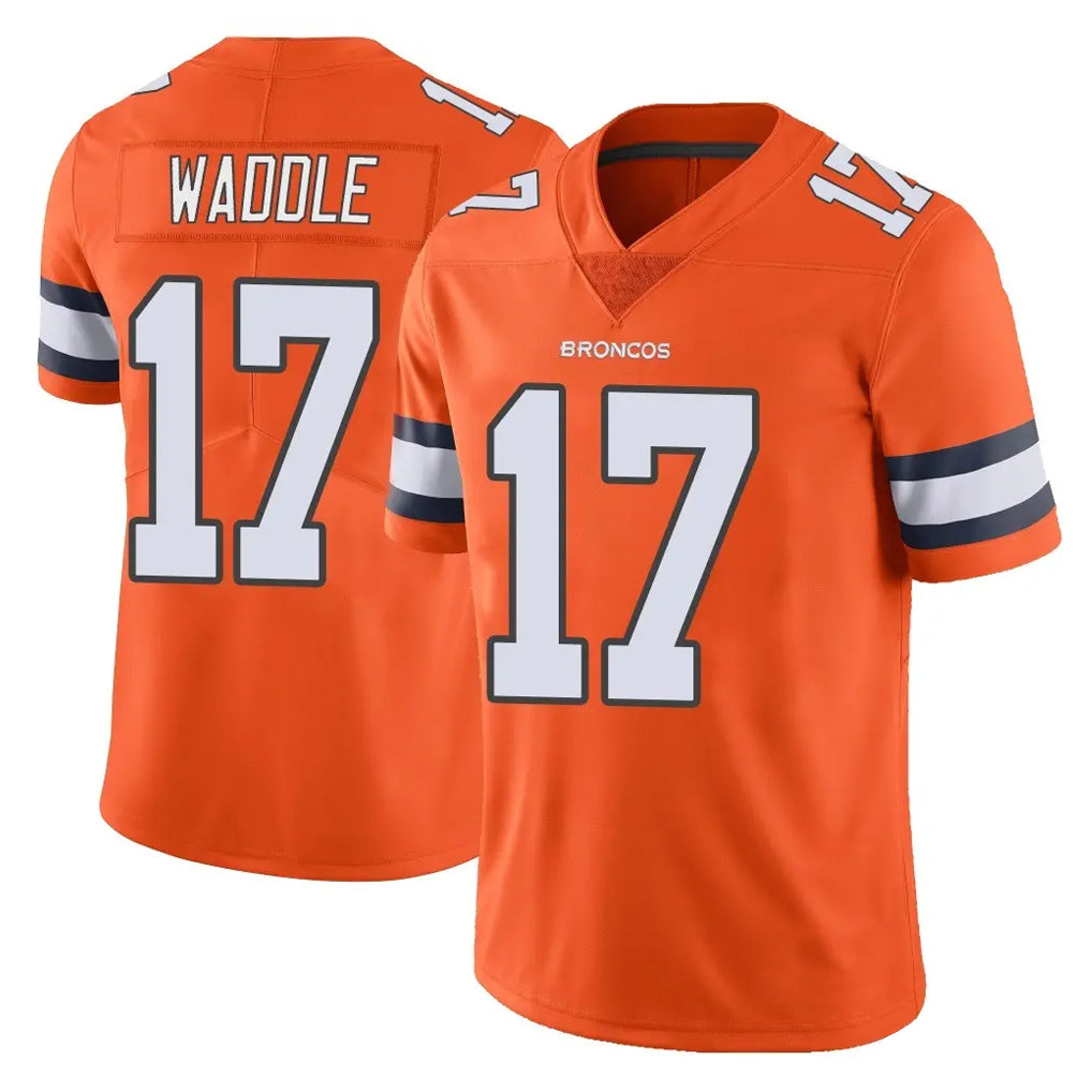 D.Broncos #17 Jaylen Waddle Player Orange Vapor Untouchable Limited Home Game Ldoa Stitched Jerseys