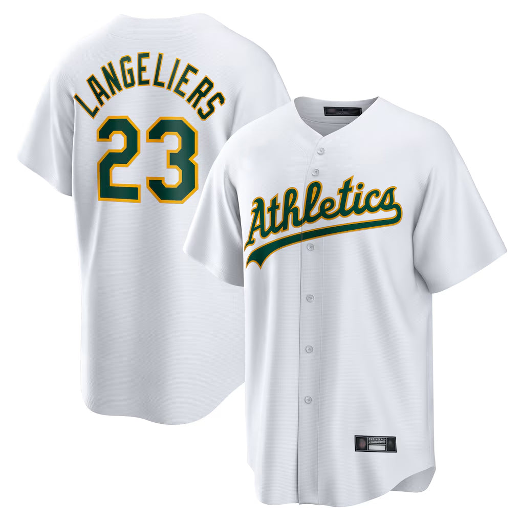 Athletics #23 Shea Langeliers Player White Home Game Ldoa Stitched Jerseys
