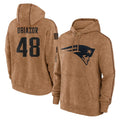NE.Patriots #48 Namdi Obiazor Player Brown Salute to Service Pullover Hoodies Limited Game Ldoa Stitched Jerseys
