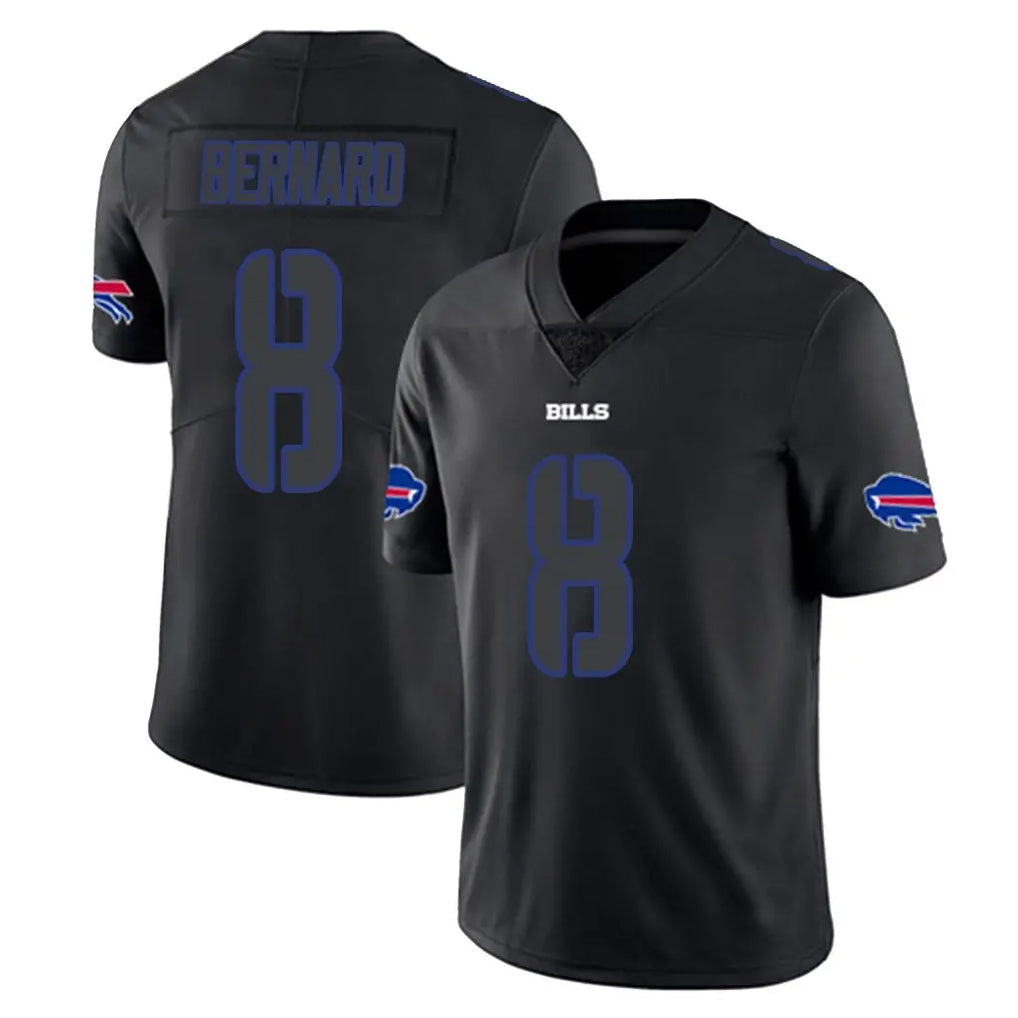 B.Bills #8 Terrel Bernard Player Black Impact Limited Home Game Ldoa Stitched Jerseys