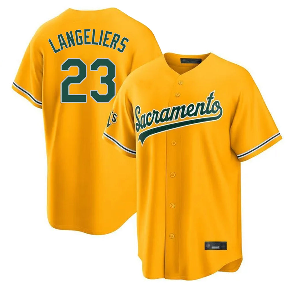 Athletics #23 Shea Langeliers Player Gold Home Game Ldoa Stitched Jerseys