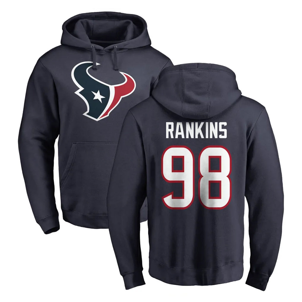 H.Texans #98 Sheldon Rankins Player Navy Pro Line Pullover Hoodie Limited Game Ldoa Stitched Jerseys