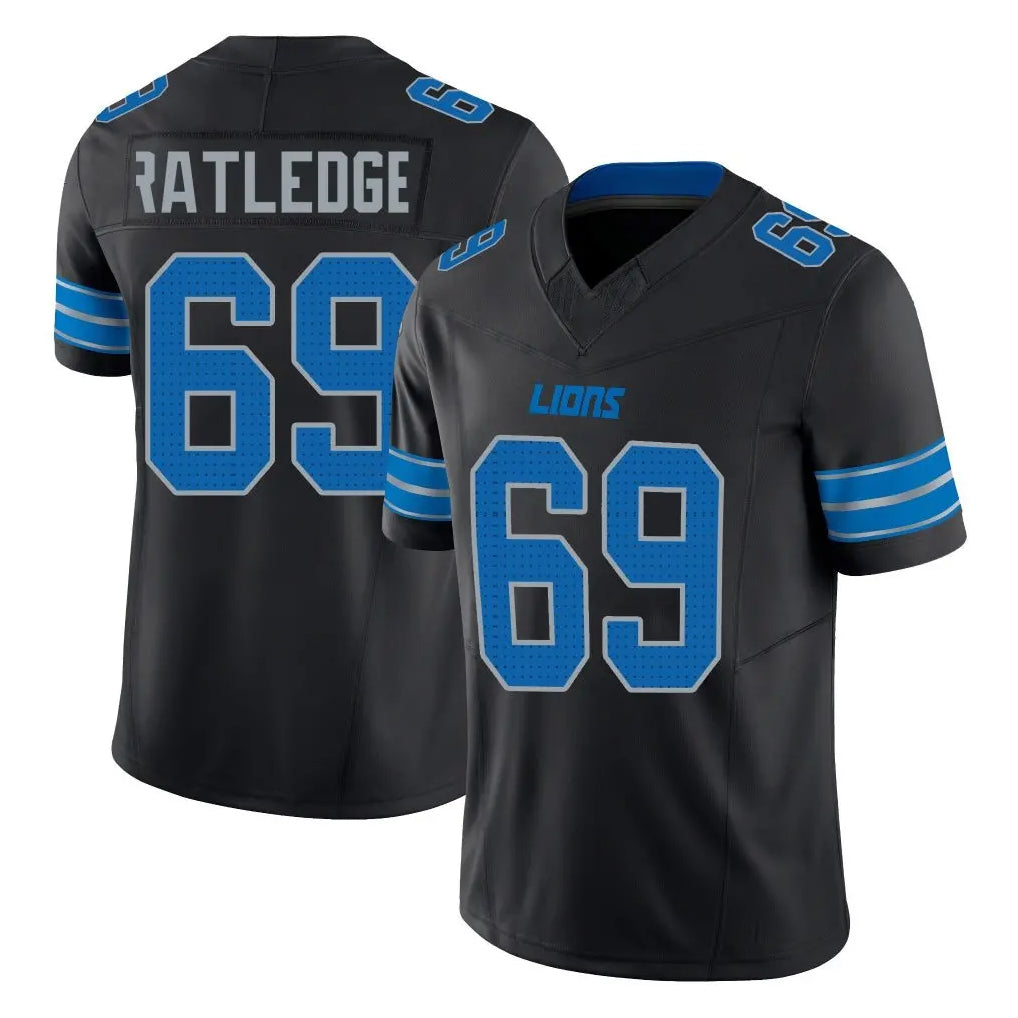 D.Lions #69 Tate Ratledge Player Black Alternate Vapor F.U.S.E. Limited Home Game Ldoa Stitched Jerseys