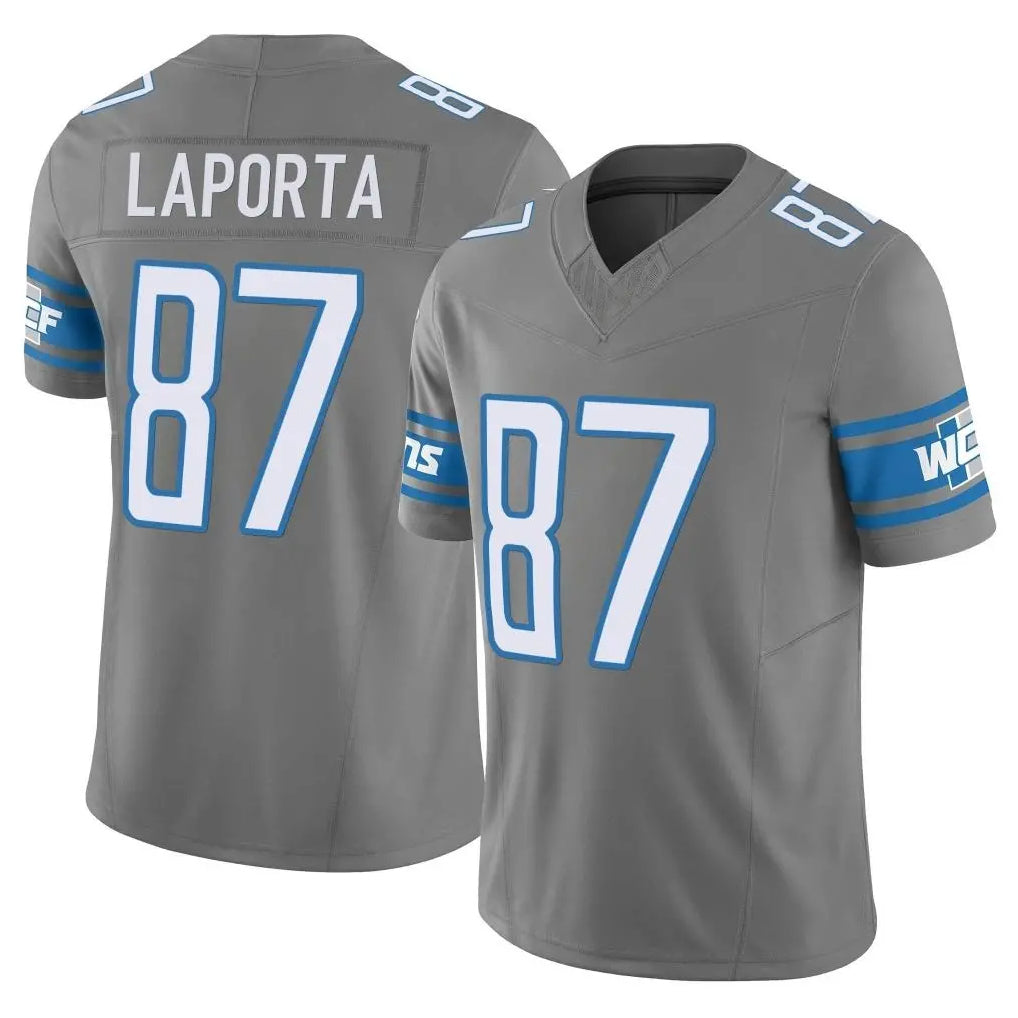 D.Lions #87 Sam LaPorta Player Gray Vapor F.U.S.E. Limited Home Game Ldoa Stitched Jerseys