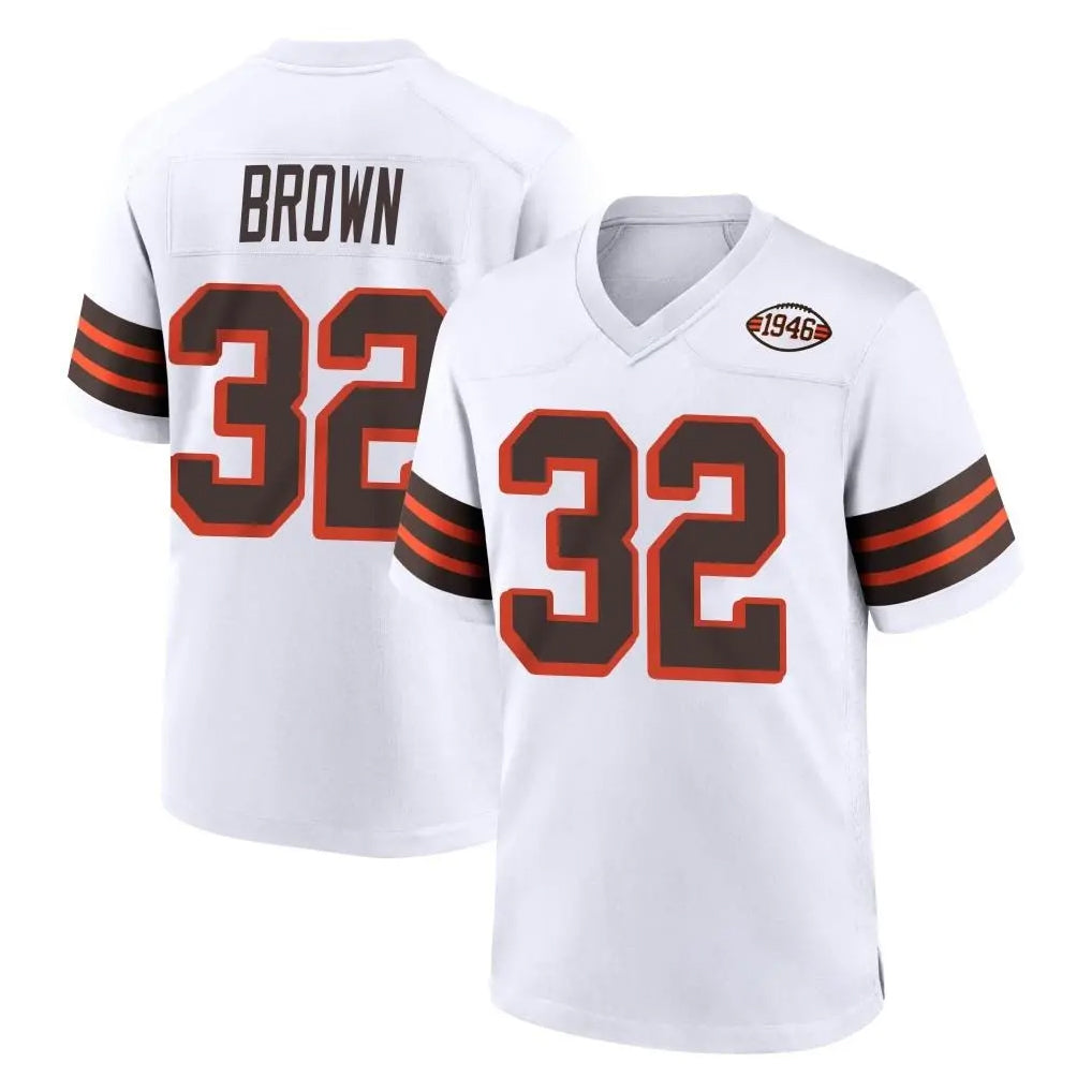 C.Browns #32 Jim Brown Player White Alternate Home Game Ldoa Stitched Jerseys