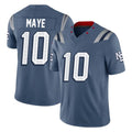 NE.Patriots #10 Drake Maye Player Blue Limited Rivalries Collection Home Game Ldoa Stitched Jerseys