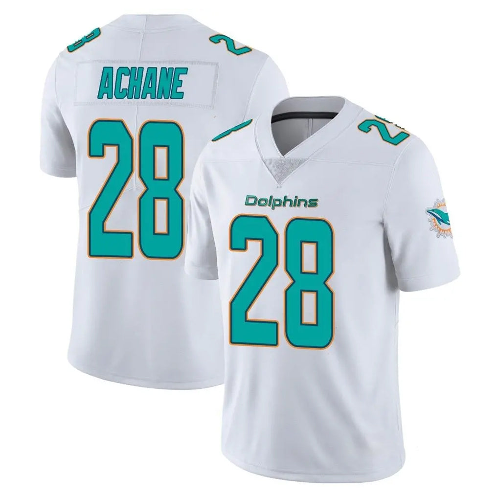 M.Dolphins #28 De'Von Achane Player White Limited Vapor Untouchable Home Game Ldoa Stitched Jerseys