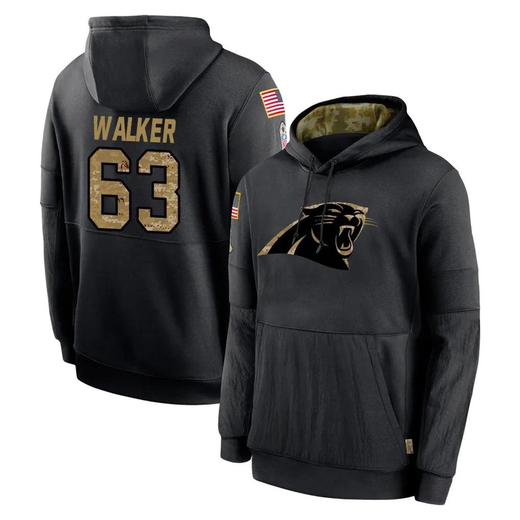 C.Panthers #63 Rasheed Walker Player Black Salute to Service Pullover Hoodies Limited Game Ldoa Stitched Jerseys
