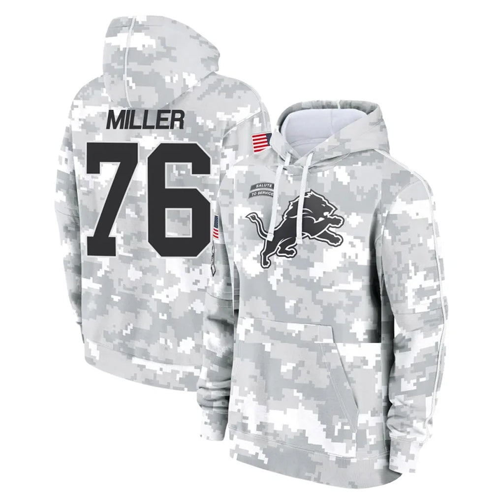 D.Lions #76 Blake Miller Player Arctic Camo Salute to Service Hoodies Limited Game Ldoa Stitched Jerseys