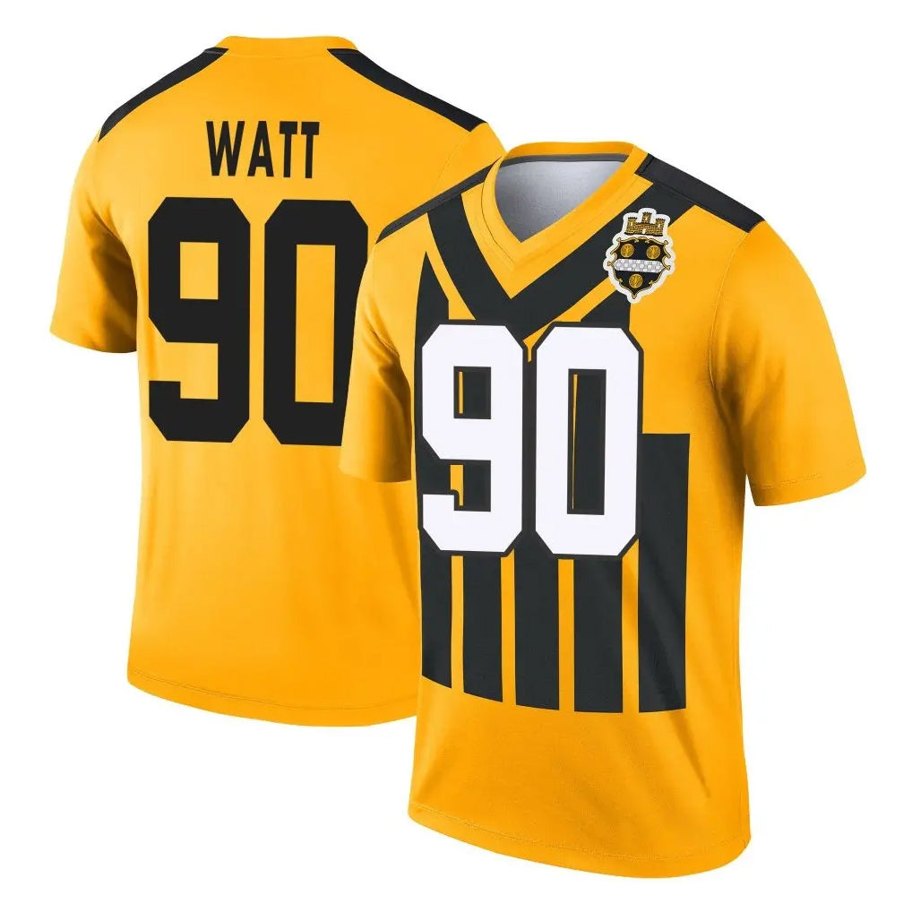 P.Steelers #90 T.J. Watt Player Gold Legend Limited 1933 Throwback Performance Home Game Ldoa Stitched Jerseys
