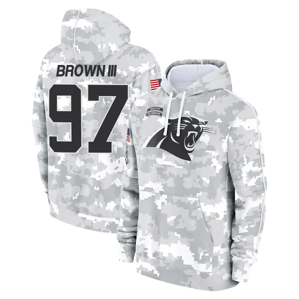 C.Panthers #97 Bobby Brown III Player Arctic Camo Salute to Service Pullover Hoodies Limited Game Ldoa Stitched Jerseys