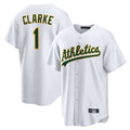 Athletics #1 Denzel Clarke Player White Home Game Ldoa Stitched Jerseys