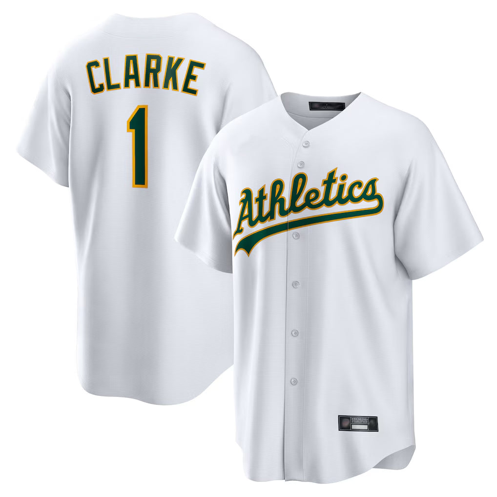 Athletics #1 Denzel Clarke Player White Home Game Ldoa Stitched Jerseys