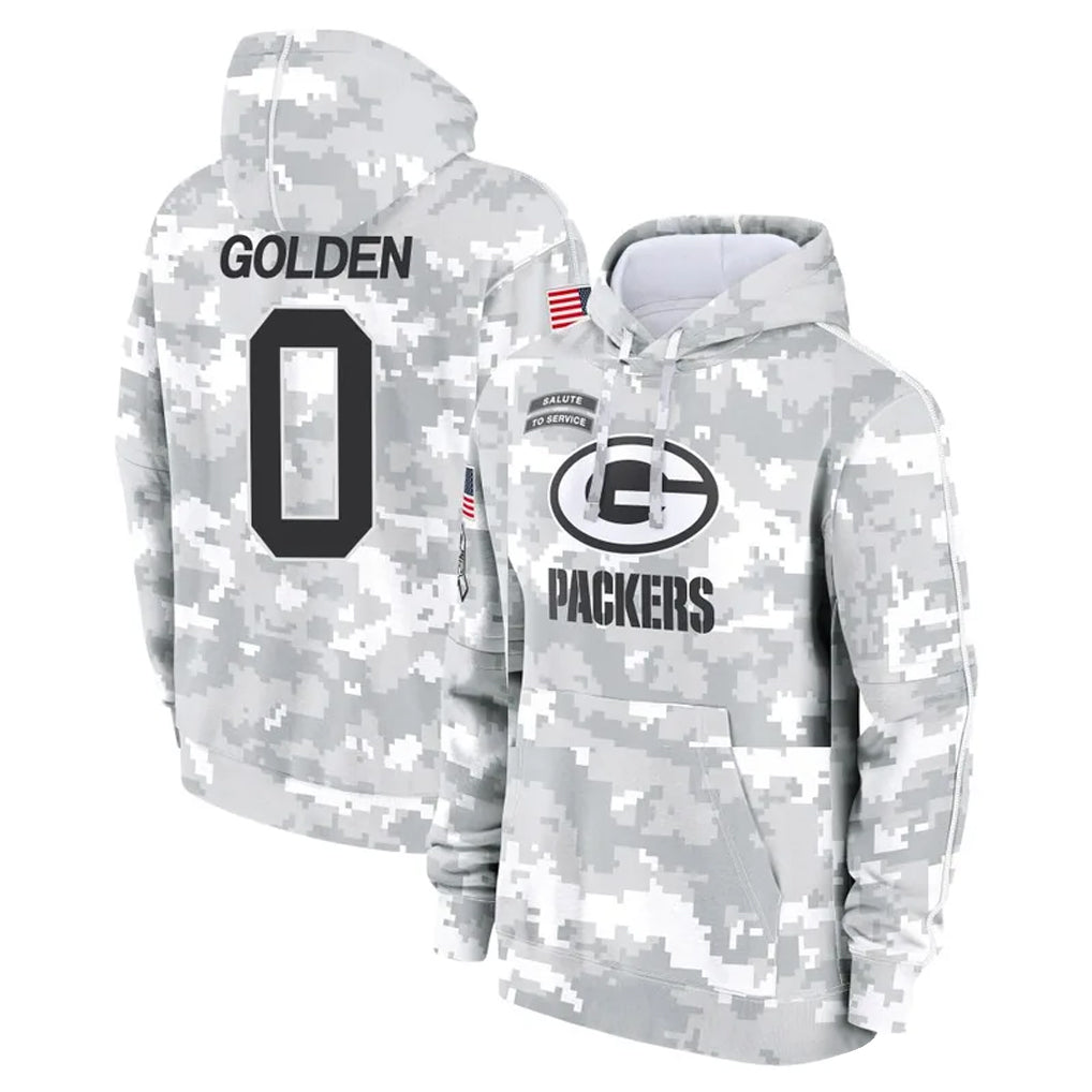 GB.Packers #0 Matthew Golden Player Arctic Camo Salute to Service Hoodies Limited Game Ldoa Stitched Jerseys