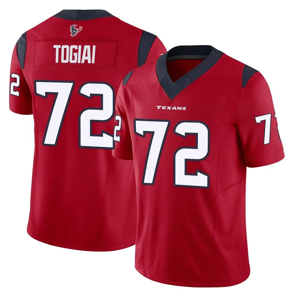 H.Texans #72 Tommy Togiai Player Red Limited Vapor F.U.S.E. Home Game Ldoa Stitched Jerseys