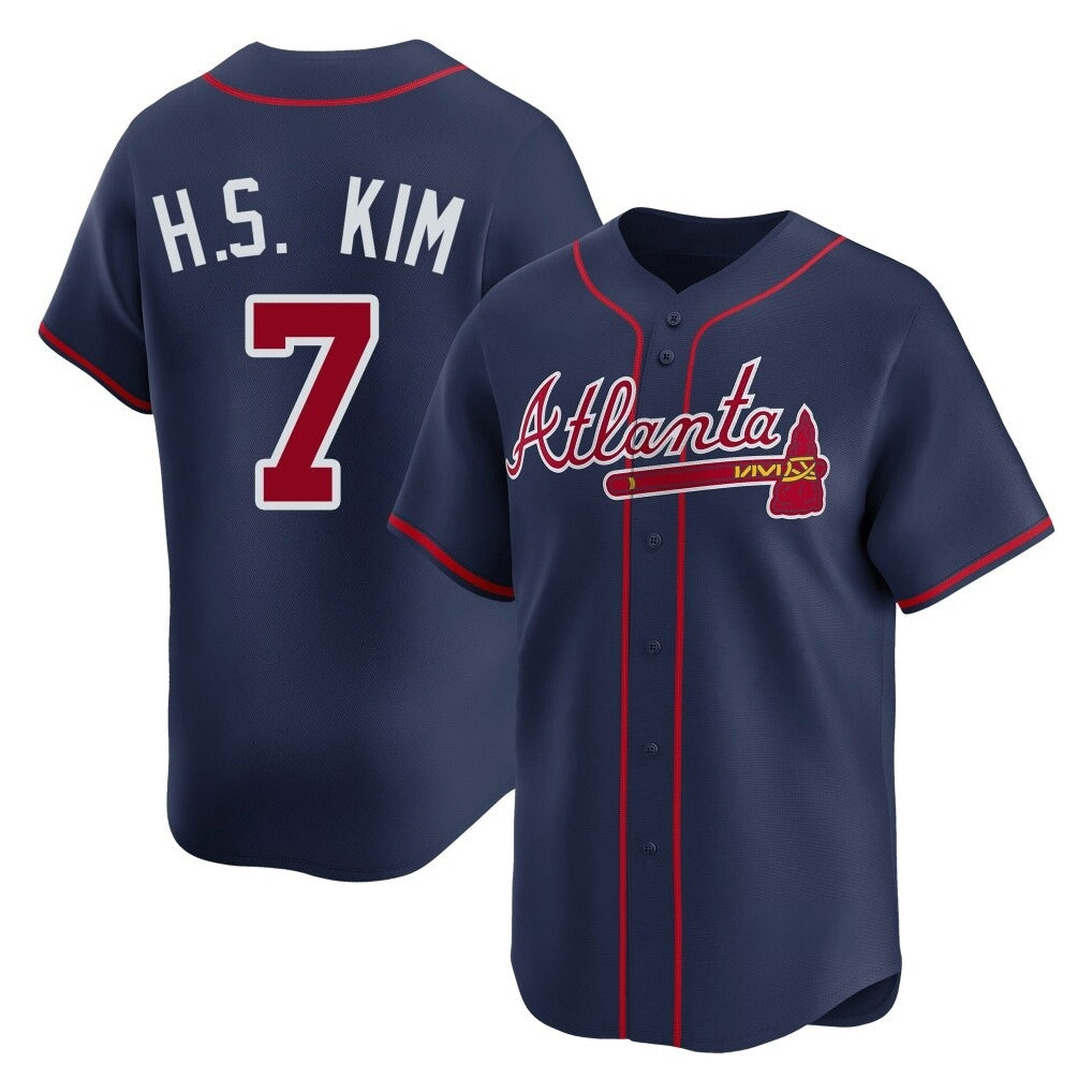 A.Braves #7 Ha-Seong Kim Player Navy Limited Home Game Ldoa Stitched Jerseys