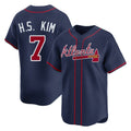 A.Braves #7 Ha-Seong Kim Player Navy Limited Home Game Ldoa Stitched Jerseys