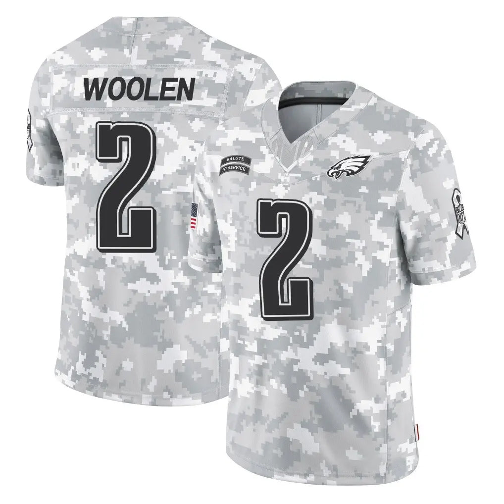 P.Eagles #2 Riq Woolen Player Arctic Camo Salute to Service Limited Game Ldoa Stitched Jerseys