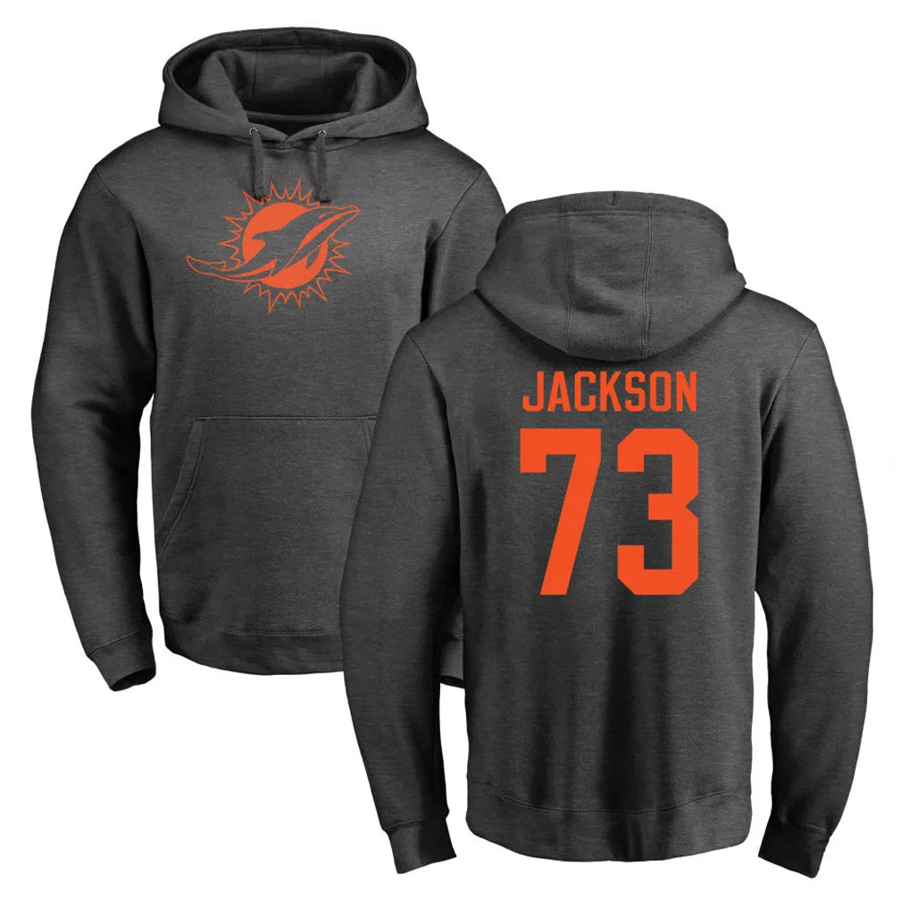 M.Dolphins #73 Austin Jackson Player Darkgray Pullover Hoodies Limited Ldoa Stitched Jerseys