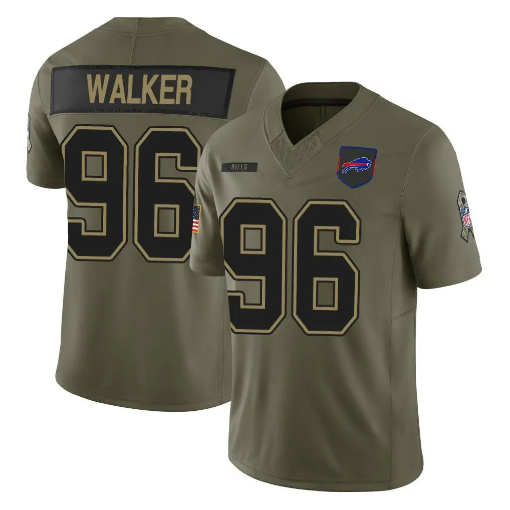 B.Bills #96 Deone Walker Player Olive Salute To Service Limited Game Xdoa Stitched Jerseys
