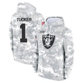 LV.Raiders #1 Tre Tucker Player Arctic Camo Salute to Service Hoodies Limited Game Ldoa Stitched Jerseys