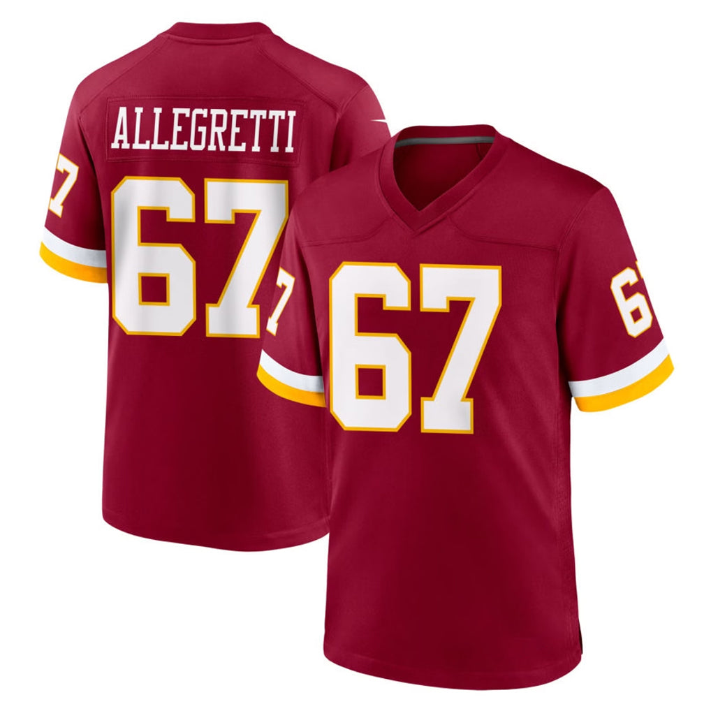 W.Commanders #67 Nick Allegretti Player Burgundy Game Home Ldoa Stitched Jerseys