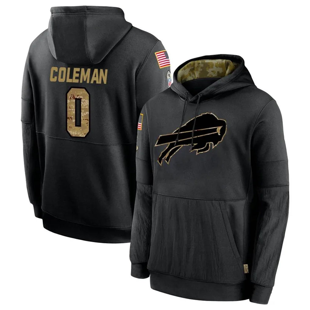 B.Bills #0 Keon Coleman Player Black Salute to Service Hoodies Ldoa Stitched Jersey