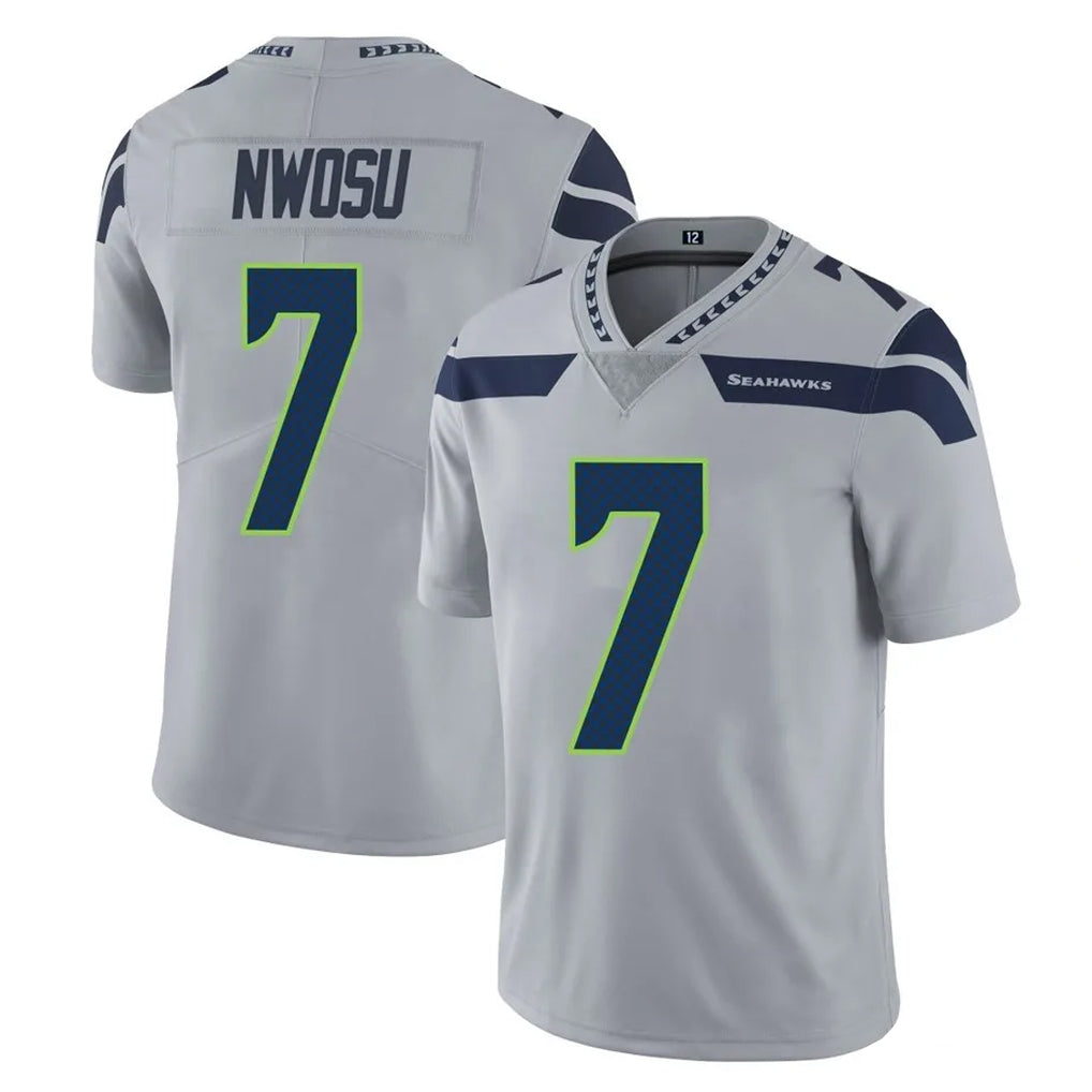 S.Seahawks #7 Uchenna Nwosu Player Gray Limited Vapor Untouchable Home Game Ldoa Stitched Jerseys
