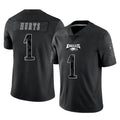P.Eagles #1 Jalen Hurts Player Black Reflective Limited Home Game Ldoa Stitched Jerseys
