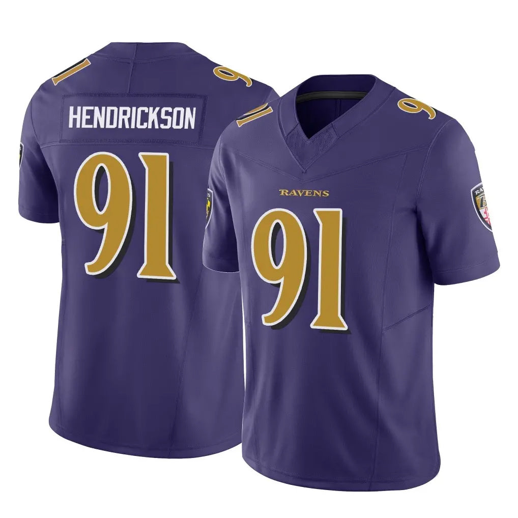 B.Ravens #91 Trey Hendrickson Player Purple Vapor F.U.S.E. Limited Game Ldoa Stitched Jerseys