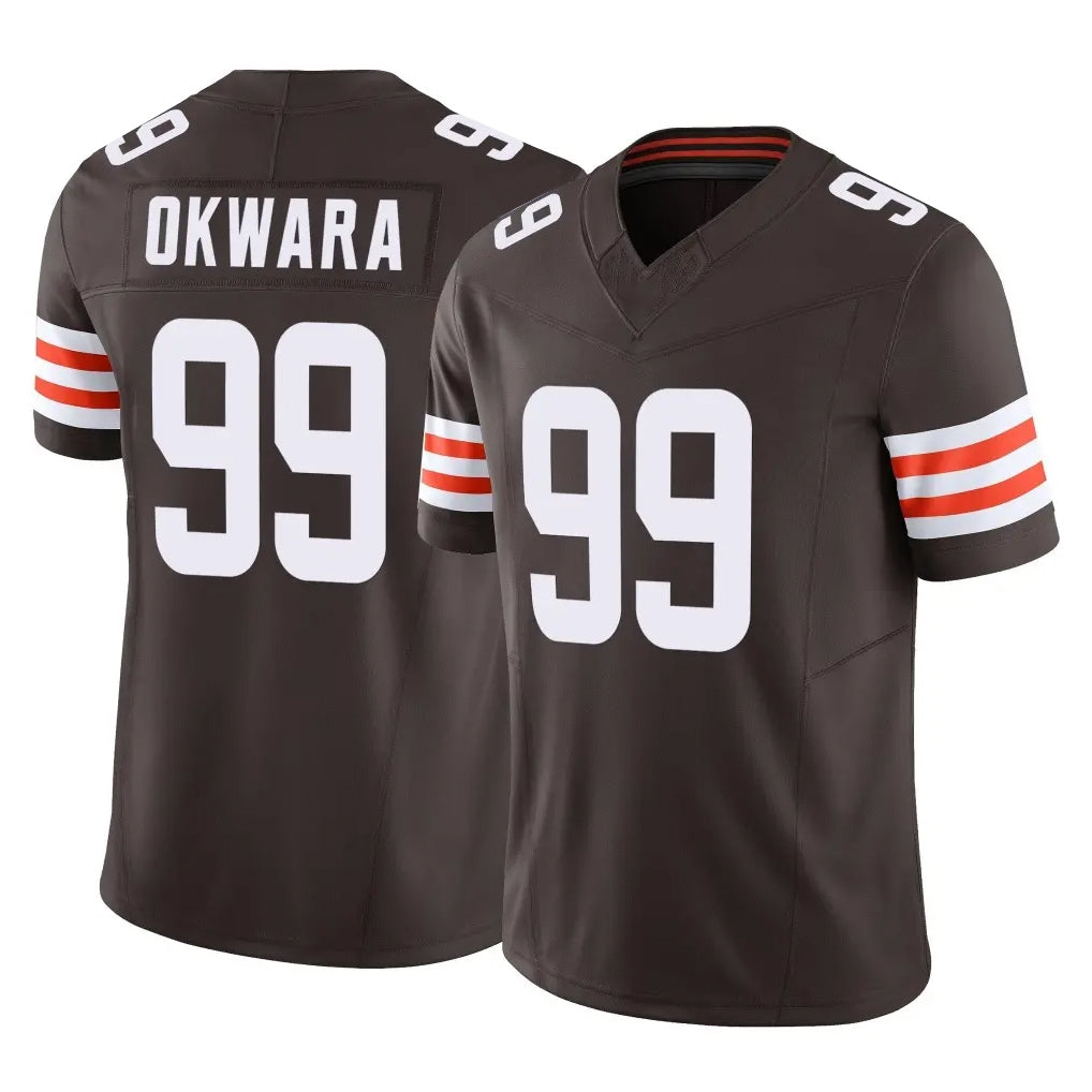 C.Browns #99 Julian Okwara Player Brown Vapor F.U.S.E. Limited Home Game Ldoa Stitched Jerseys