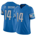 D.Lions #14 Amon-Ra St. Brown Player Blue Vapor F.U.S.E. Limited Home Game Ldoa Stitched Jerseys