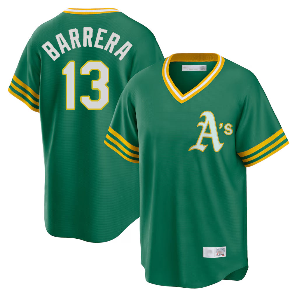 Athletics #13 Luis Barrera Player Kelly Green Cooperstown Collection T-shirt Game Ldoa Stitched Jerseys