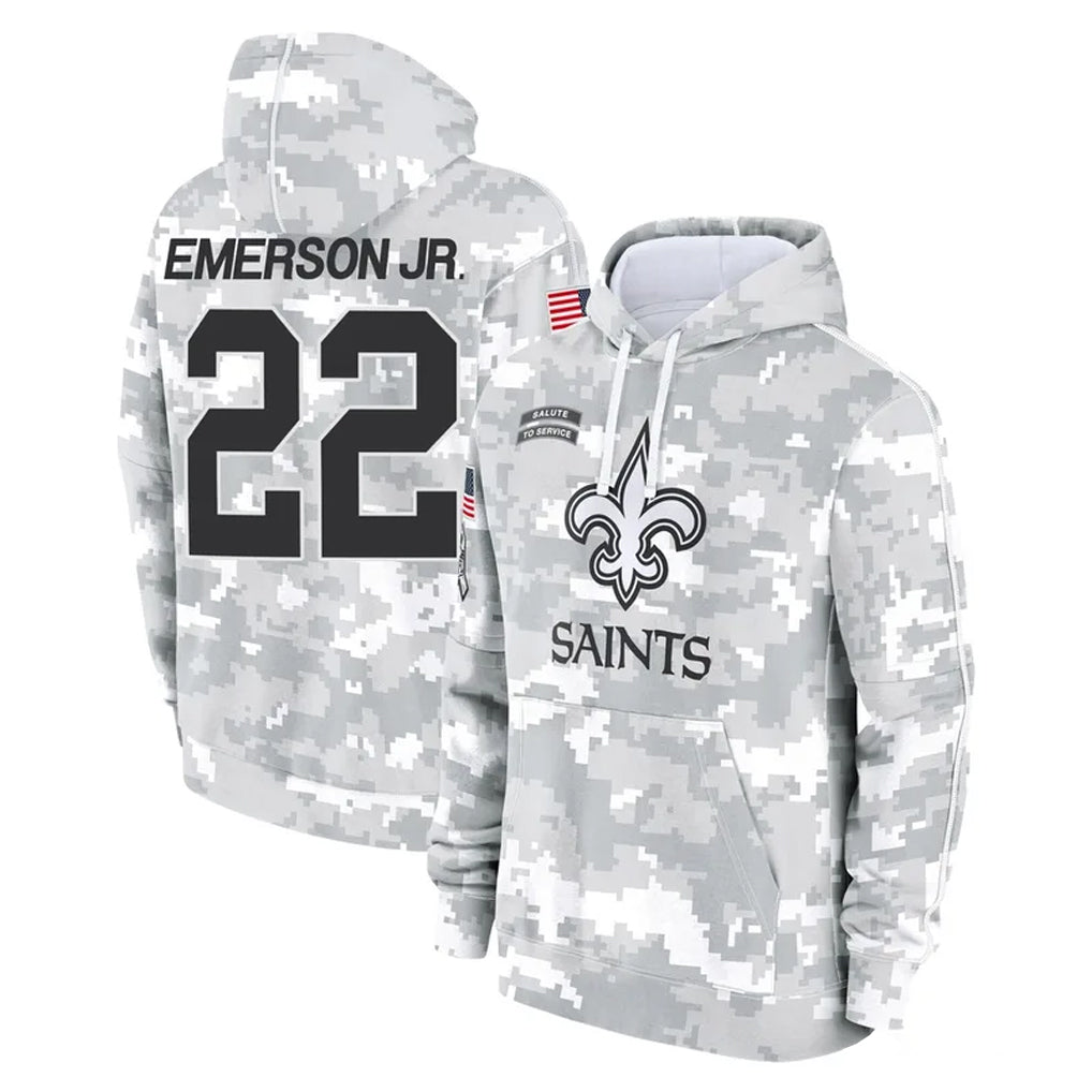 NO.Saints #22 Martin Emerson Jr. Player Arctic Camo Salute to Service Pullover Hoodies Limited Game Ldoa Stitched Jerseys