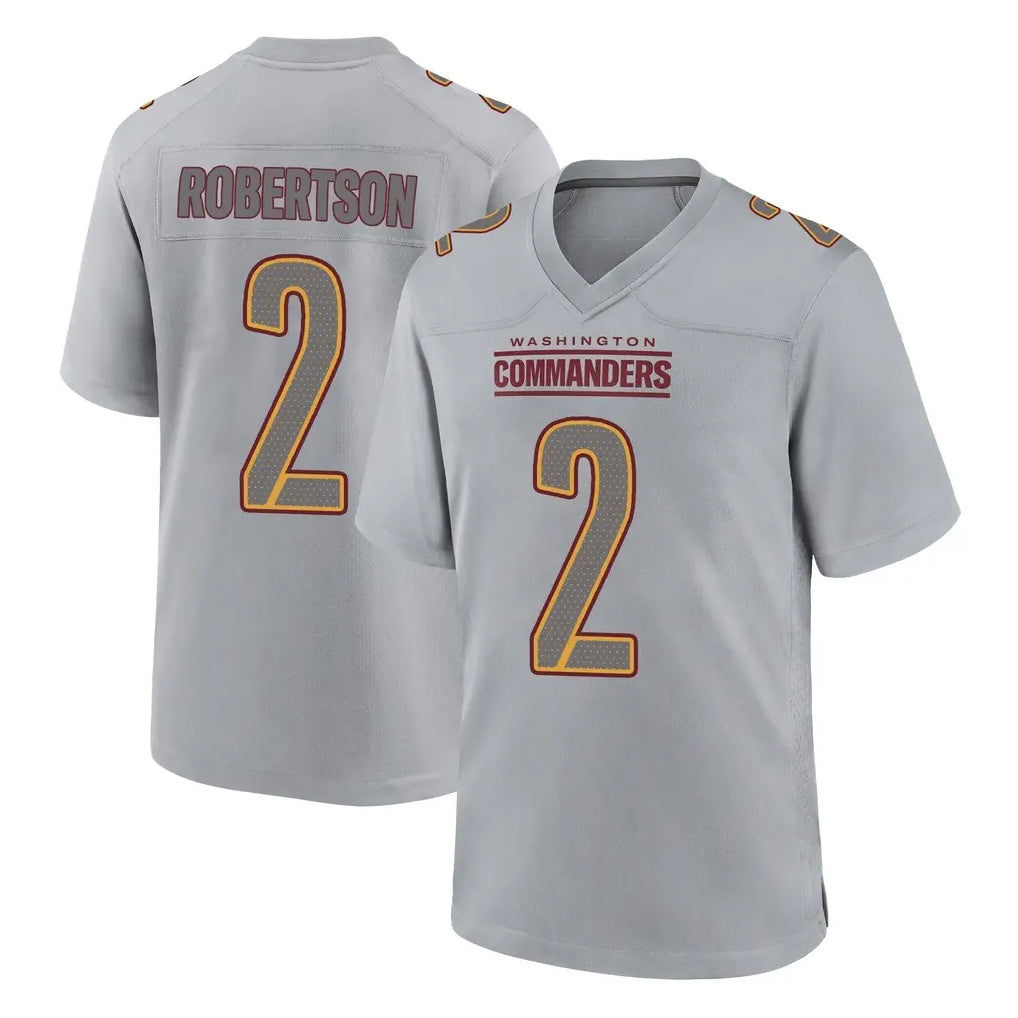 W.Commanders #2 Amik Robertson Player Gray Atmosphere Fashion Home Game Ldoa Stitched Jerseys