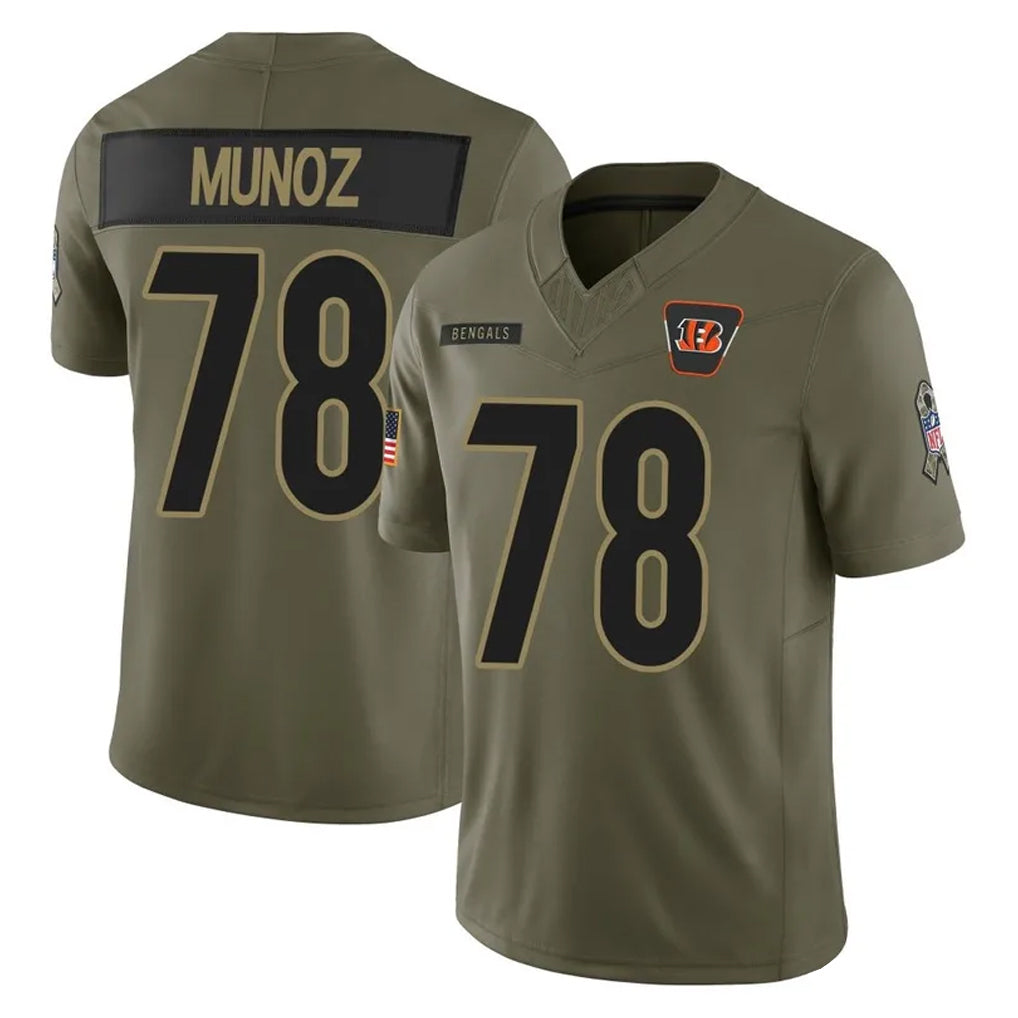 C.Bengals #78 Anthony Munoz Player Olive Salute to Service Limited Home Game Ldoa Stitched Jerseys