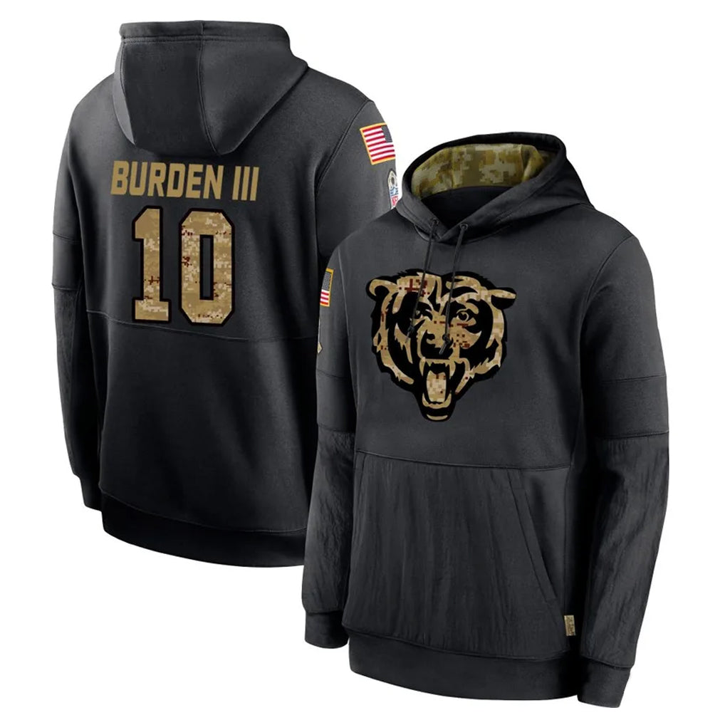 C.Bears #10 Luther Burden III Player Black Salute to Service Pullover Hoodies Limited Ldoa Stitched Jerseys