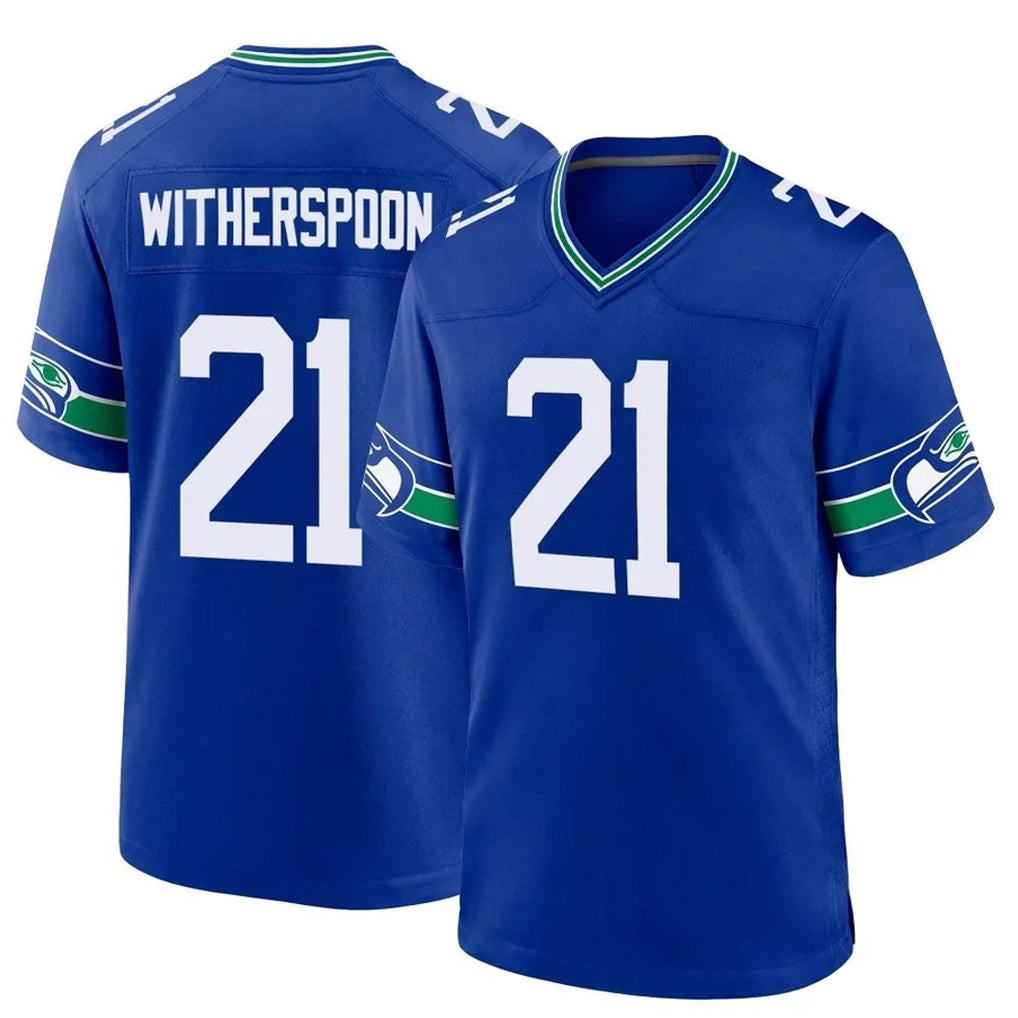 S.Seahawks #21 Devon Witherspoon Player Royal Throwback Home Game Ldoa Stitched Jerseys