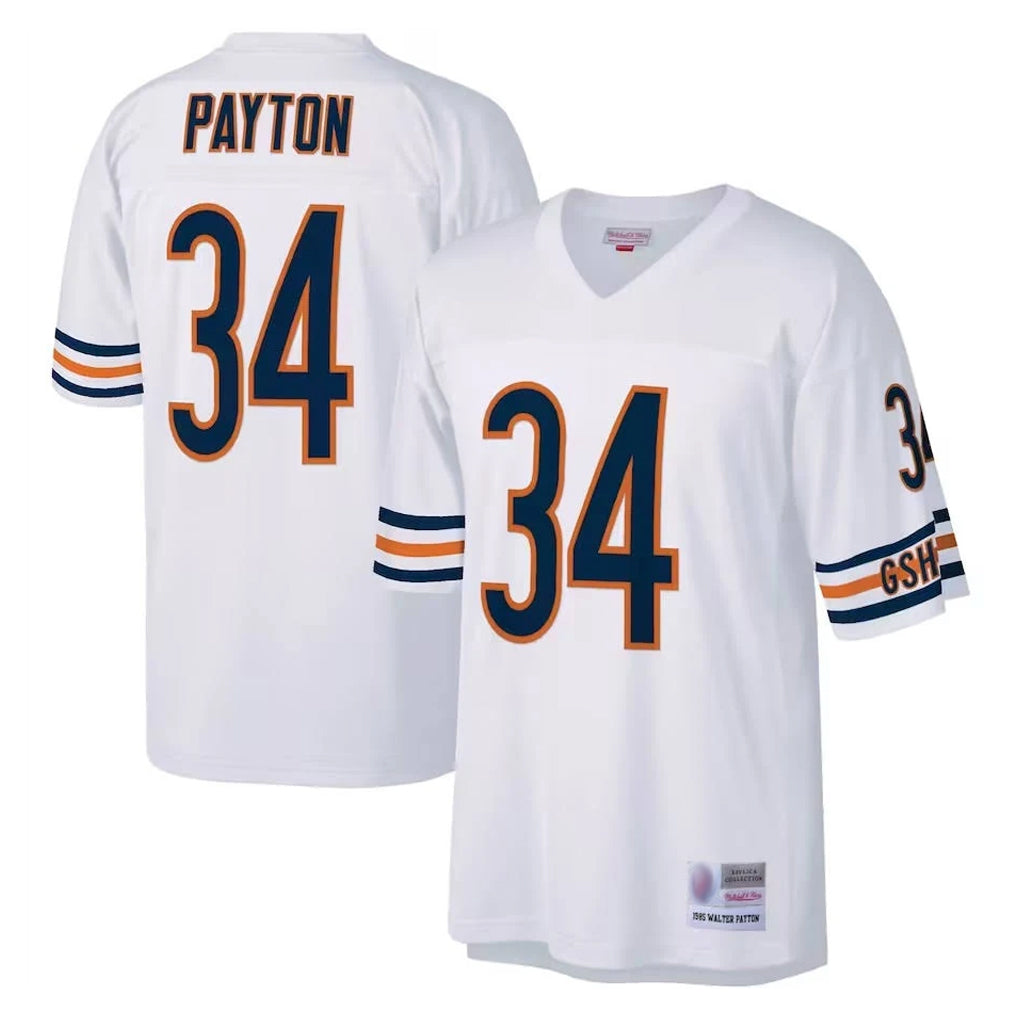 C.Bears #34 Walter Payton Player White 1985 Walter Payton Mitchell & Ness Throwback Retired Ldoa Stitched Jerseys
