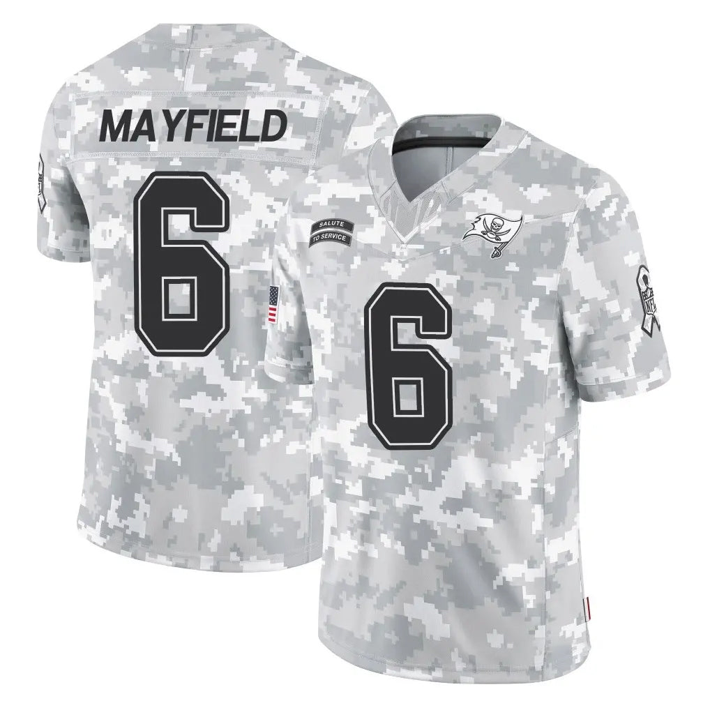 TB.Buccaneers #6 Baker Mayfield Player Arctic Camo Limited Salute To Service Home Game Ldoa Stitched Jerseys